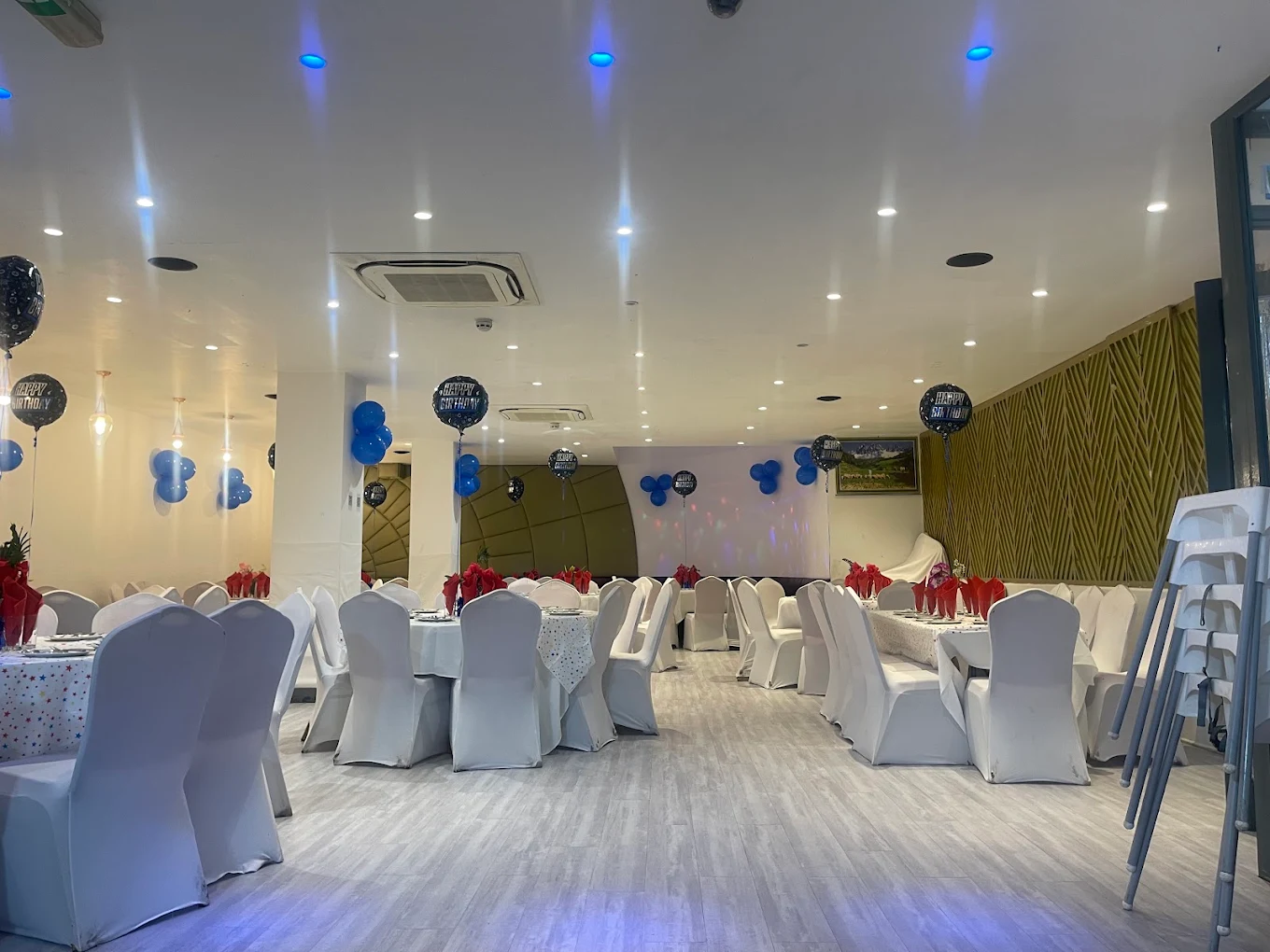 Flavours of Punjab banqueting hall dressed for a celebration